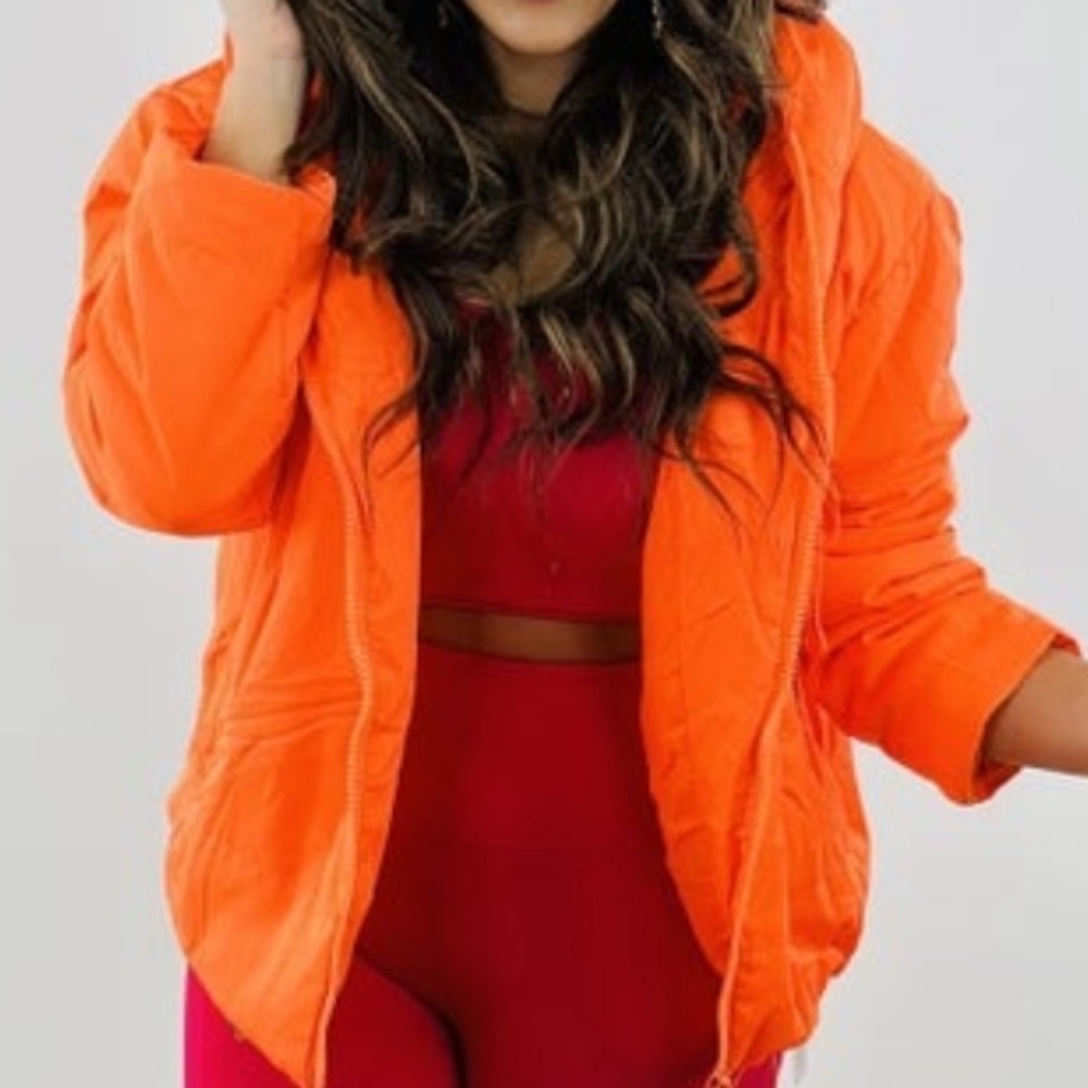 NWT - Jodifl - Neon Orange Hooded Puffer Jacket - Womans Small